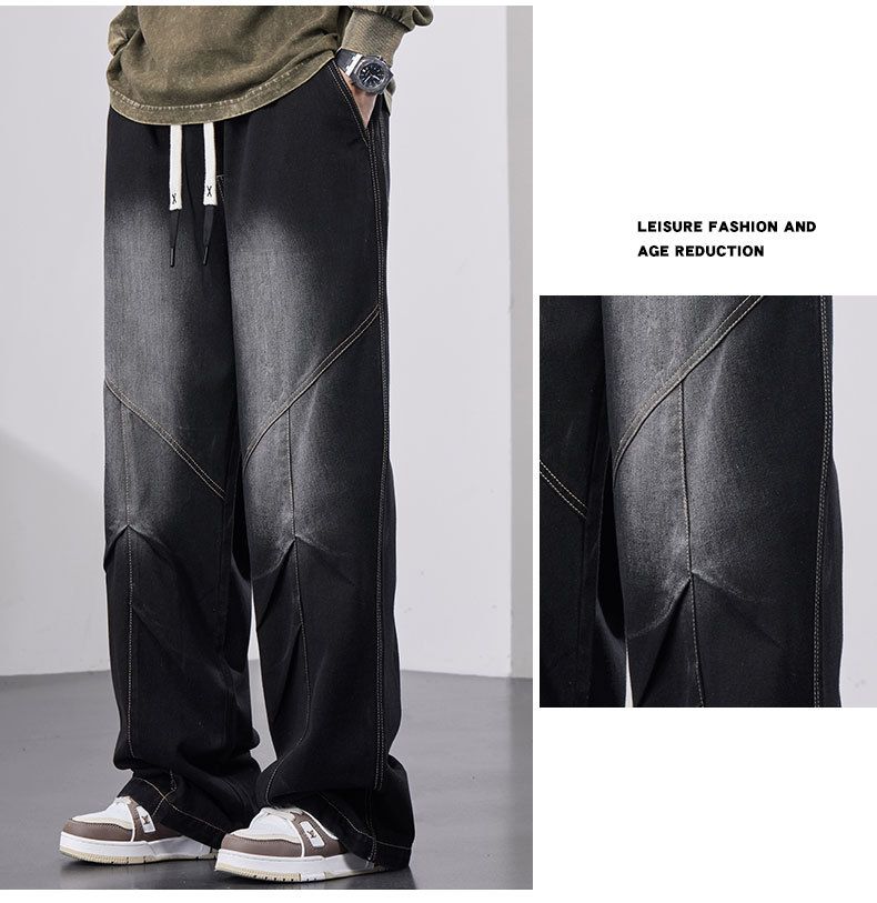 Men's Clothing Plus size Handsome Jeans For Men In Spring And Autumn Wide Cut Pants For Fat Men Plus Size Loose Overalls Student Casual Pants_voghion.com