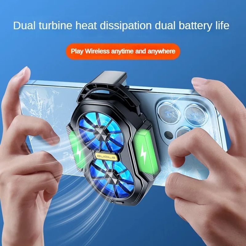 Dual Rechargeable Mobile Cooler Universal Cool Heat Sink Stronger Portable Phone Silent Fan Air Cooling_voghion.com