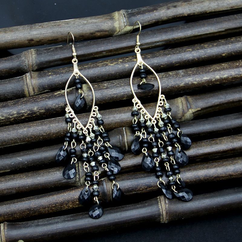 Bohemian lange oorbellen damesmode overdreven waterdruppel franje oorbellen temperament oor sieraden_voghion.com