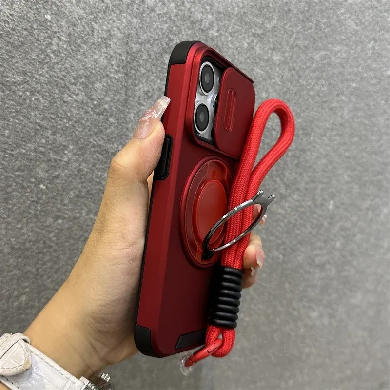 Etui Armor Magnetic Bracket do iPhone'a 16 14 13 12 11 15 Pro Max 16 Plus z smyczą, ochroną aparatu i wstrząsoodpornym etui_voghion.com