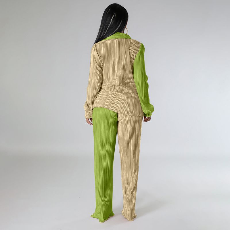 Abbigliamento donna Autunno Nuovi prodotti Colore Stuzzicadenti Tessuto Largo Casual Due Pezzi Completo_voghion.com