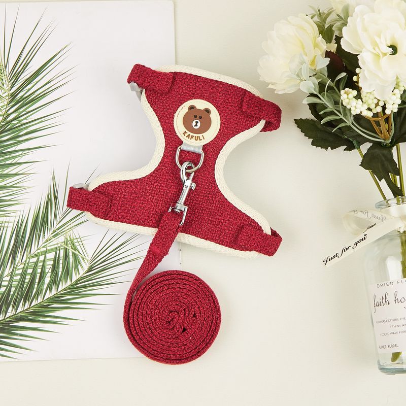 Guinzaglio per animali domestici di piccola taglia, per esterni, per cani, gatti, porcellini d'India, imbracatura, stile cartone animato, orso, corda di trazione_voghion.com