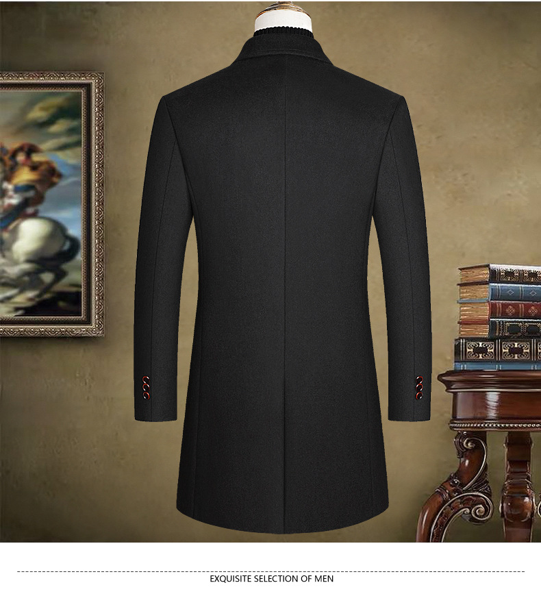 mid-length double-breasted woolen coat men's collar casual slim woolen coat_voghion.com