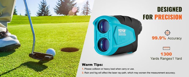 VEVOR Golf Rangefinder, 1300 Yards Laser Golfing Hunting Range Finder, 6X Magnification Distance Measuring, Golfing Accessory With External Magnet Mount, High-Precision Flag Lock, Slope, And Batteries_voghion.com