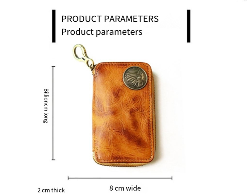 Original neue pflanzlich gegerbte Leder Schlüsseltasche Herren Taille hängender Reißverschluss Multifunktionale Dual-Purpose Autoschlüsseltasche reines Leder Kartentasche_voghion.com
