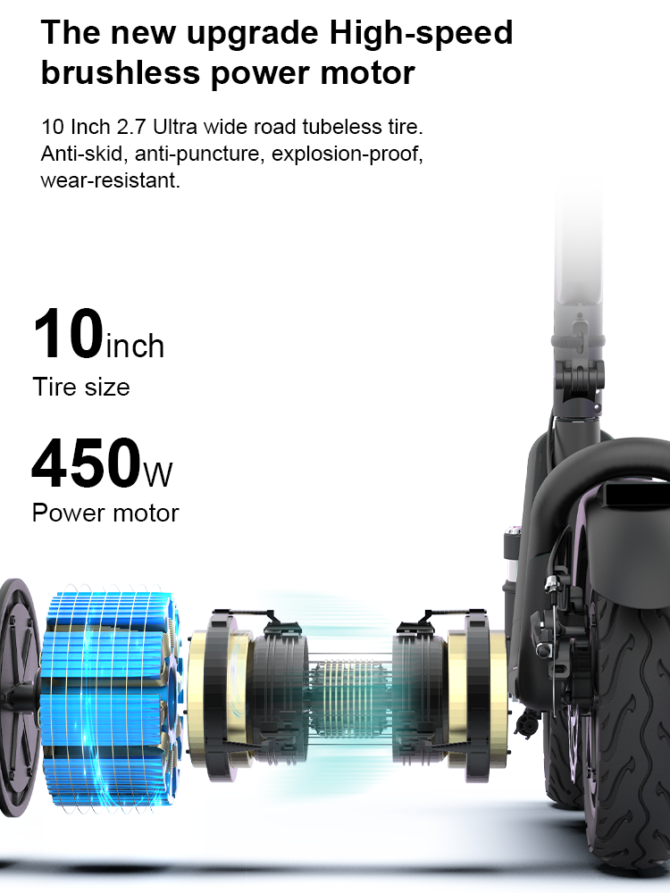 X11 Adult Electric Scooter 450W Maximum Speed 15.6 MPH, 36V13AH, 10 Inch Off-Road Tires Sport Folding Electric Scooter_voghion.com