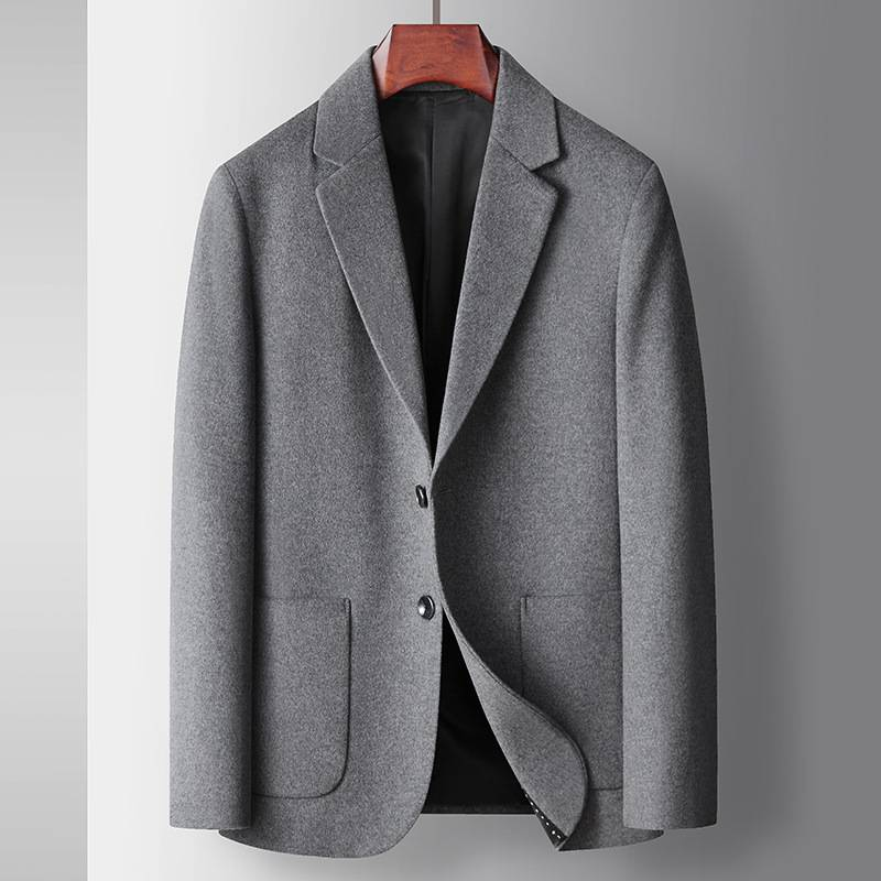 Erkek Giyim rahat takım elbise sonbahar ve kış yün tek batı yeni stil orta yaşlı ve genç insanlar düz renk iş yün takım elbise ceket_voghion.com