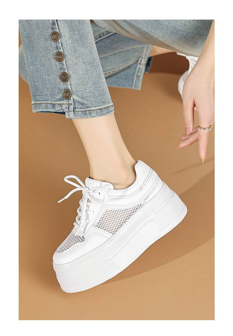 cameido Naisten kengät, paksupohjaiset valkoiset lenkkarit, hengittävä verkkokangaspäällinen, platform-tyyliset vapaa-ajan kengät, monipuoliset._voghion.com