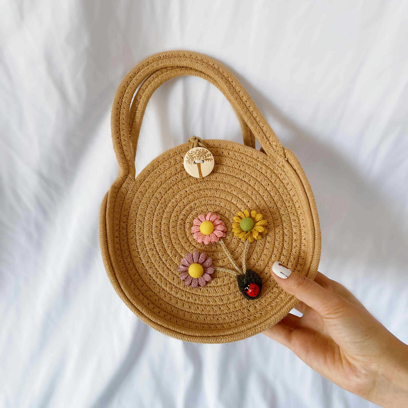 Handwoven Round Straw Bag - Vintage Boho Crossbody Purse For Women (Casual & Beach)_voghion.com
