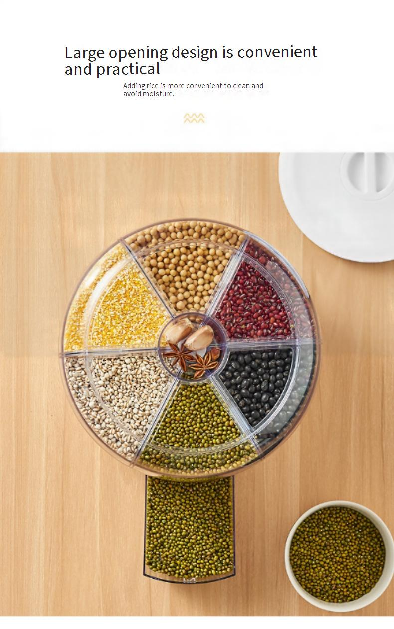 Large Capacity Rotary Rice Bucket Food Grade Plastic Compartment Rice Storage Box Moisture Proof Insect Proof Sealed Grain Storage_voghion.com