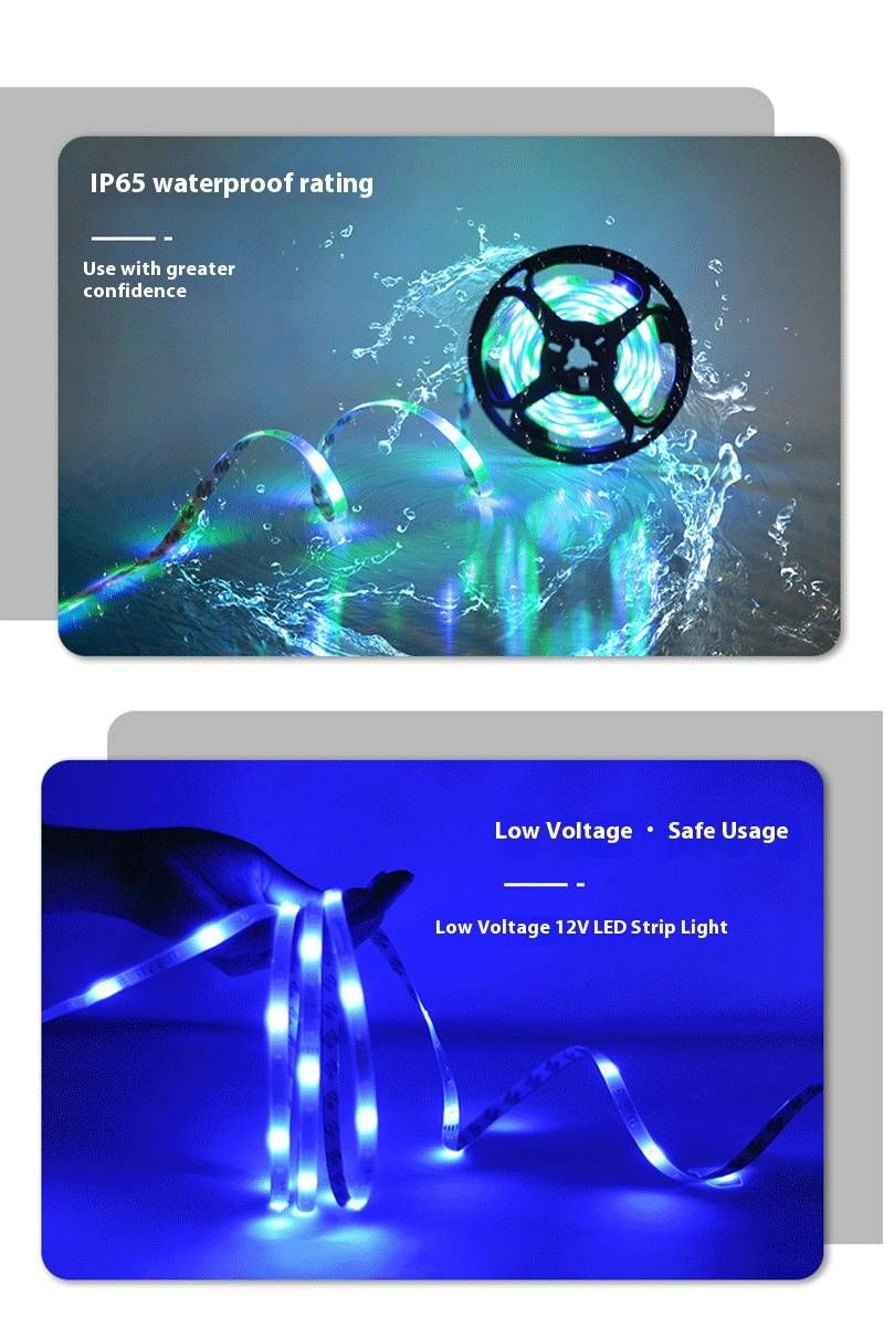 Tira de luces LED RGB con control remoto de 24 teclas y batería - Tiras de luces de 5 V 2835/5050 que cambian de color para retroiluminación de TV, ambientación y decoración de interiores_voghion.com