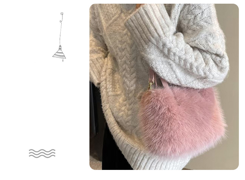 Women's Bags Autumn And Winter Imitation Fox Fur Fashionable Hand Held Evening Bag Temperament Plush Bag Shoulder Crossbody Women's Bag_voghion.com