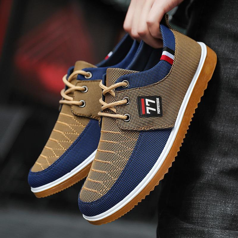 Men's Casual Canvas Shoes - Breathable Round-Toe Sneakers For Work & Daily Wear, Lightweight Slip-Resistant Rubber Sole, Sizes 39-44_voghion.com