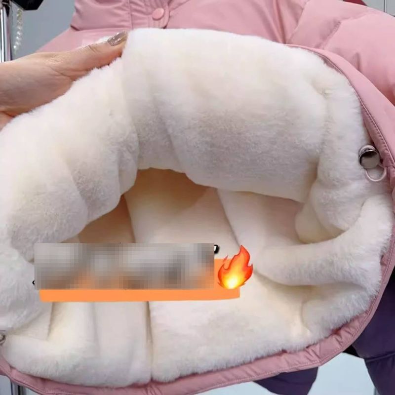 Wintermantel mit dickem Fleecefutter für Mädchen, warme Pufferjacke, Reißverschluss, hoher Halsausschnitt, lässige Oberbekleidung, Modetrends_voghion.com