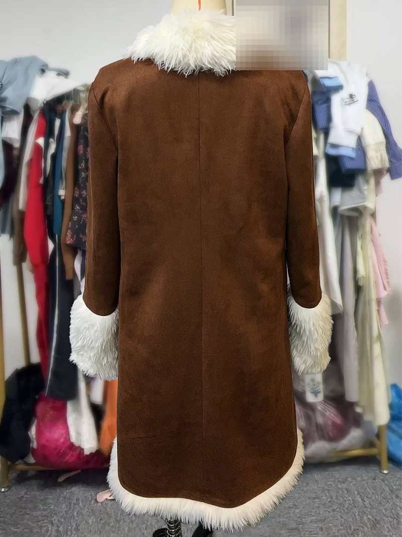 Vintage Western Sherpa-Lined Denim Jacket – Retro Cowboy Coat With Faux Suede & Plush Fleece (S-XXXL, Dark Brown, Unisex Streetwear)_voghion.com