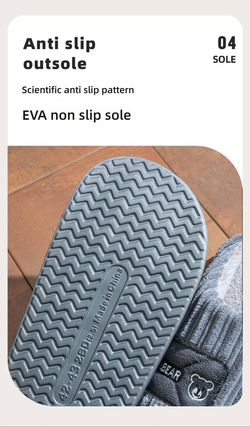 Plush Fleece-Lined Slippers For Women & Men, Non-Slip PVC Sole, Cozy Indoor/Outdoor House Shoes With Striped & Hexagon Stitching Designs_voghion.com