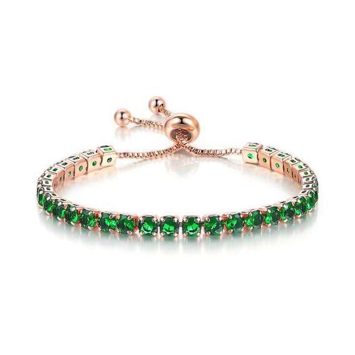 Popular 4mm round zircon single row full diamond adjustable crystal bracelet for women birthstone jewelry_voghion.com