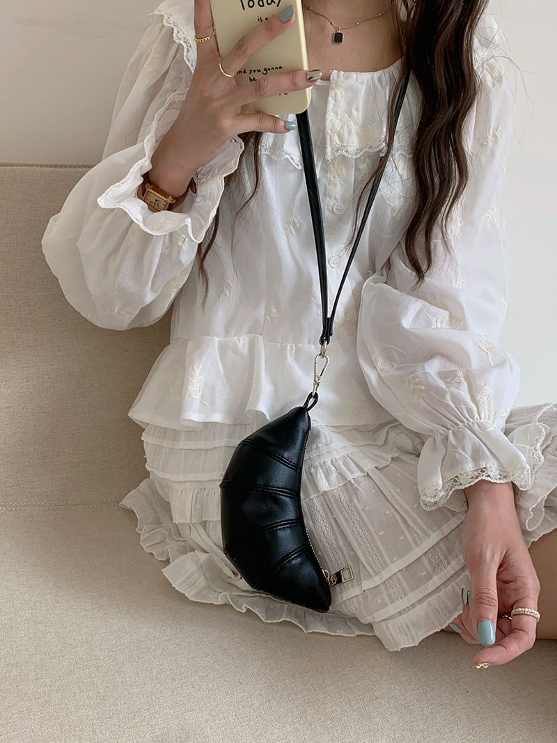 Portafoglio appeso al collo Zero con design carino a forma di corno di mucca e piccola mini borsa a tracolla concava per rossetto e auricolari_voghion.com