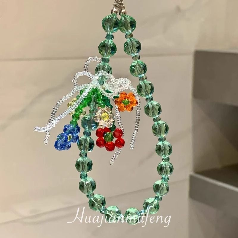 Vroege lente gekleurde bloemen kralen mobiele telefoon ketting lanyard sleutelhanger hanger camera hanger verse_voghion.com