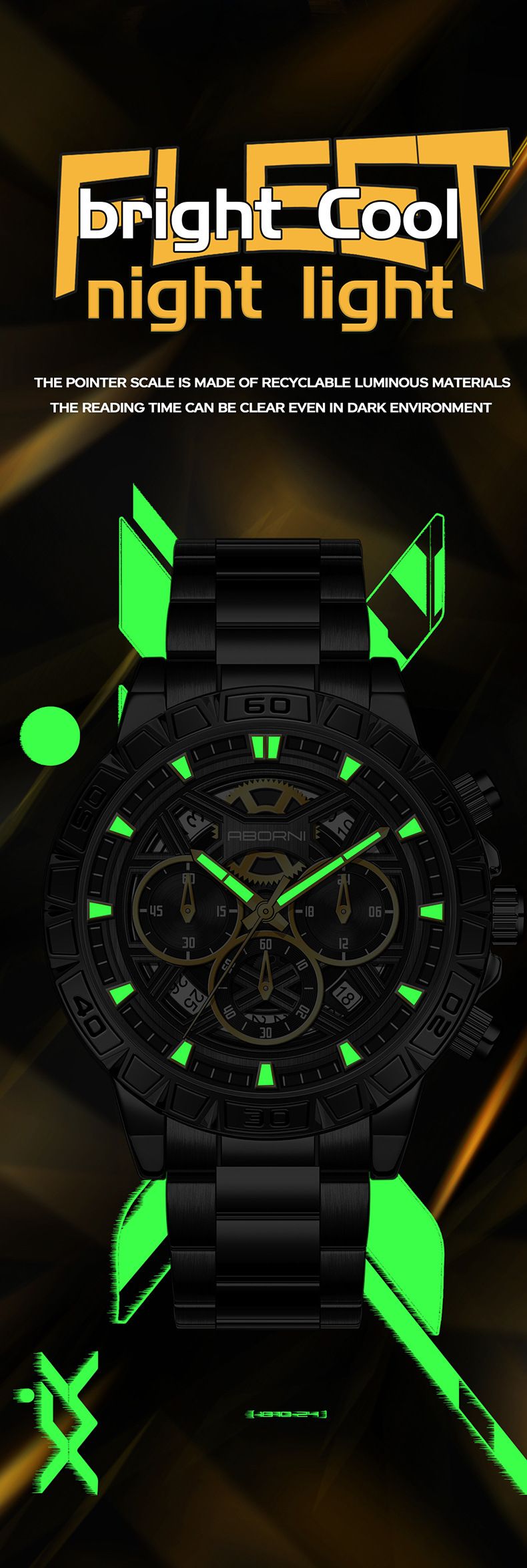 Men's Stainless Steel Chronograph Quartz Watch With Date Display, Luminous Hands, And 30M Water Resistance Fashionable Multi Function Chronograph_voghion.com