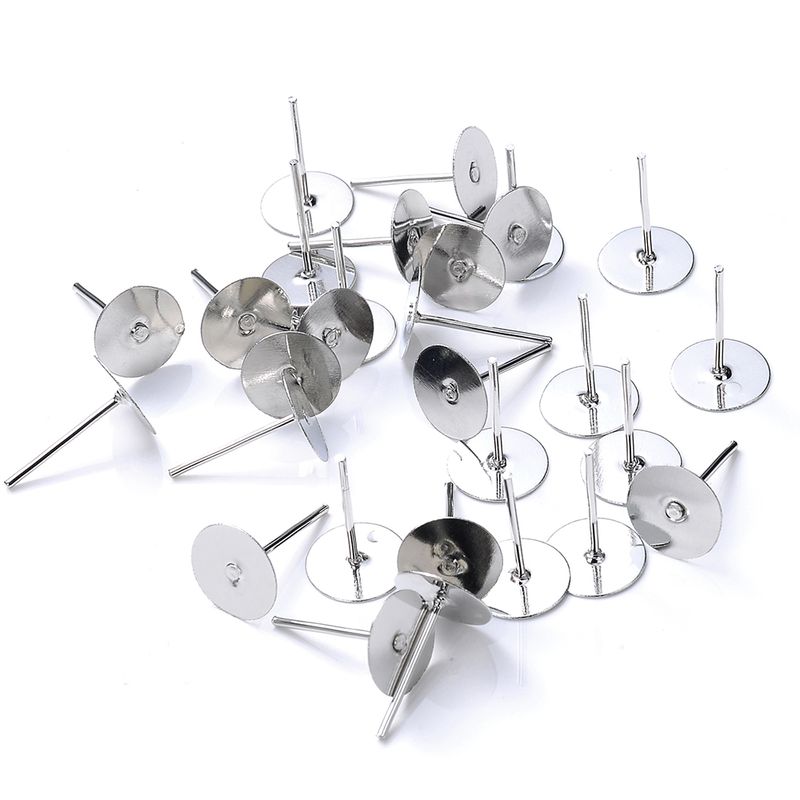Base per orecchini a forma di garofano in acciaio inossidabile, bullone piatto rotondo per orecchini fai da te, 100 pezzi/suono_voghion.com
