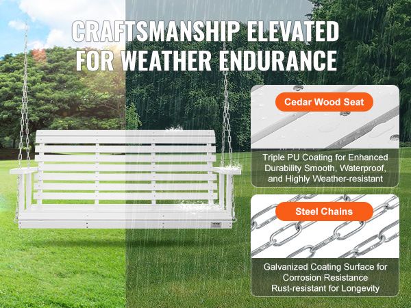 VEVOR Wooden Porch Swing 4.5 ft, Patio bench swing for Courtyard & Garden, Upgraded 880 lbs Strong Load Capacity, Heavy Duty Swing Chair Bench with Ha_voghion.com