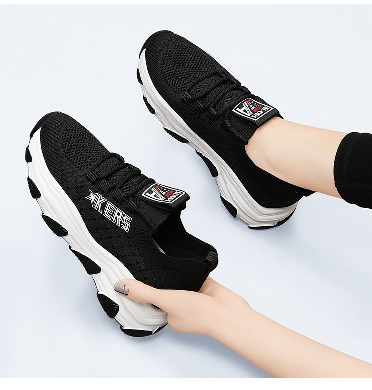 2024 Women's Spring New Single Korean Versatile Casual Comfortable Breathable Sports Increase Weight And Show Slim Mesh_voghion.com
