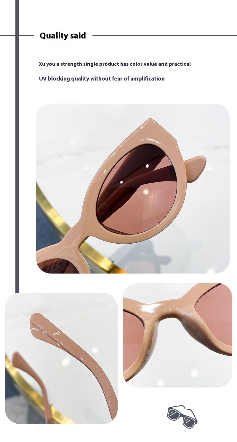 Cat eye sunglasses female tide cool retro new senior sense of small face thin anti-ultraviolet sunglasses men_voghion.com