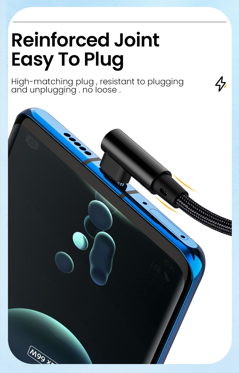 ca USB C 6A carga rápida C ca adecuado para teléfonos Samsung, Xiaomi, Huawei, Hongmi, datos de carga de 90 grados 66W_voghion.com