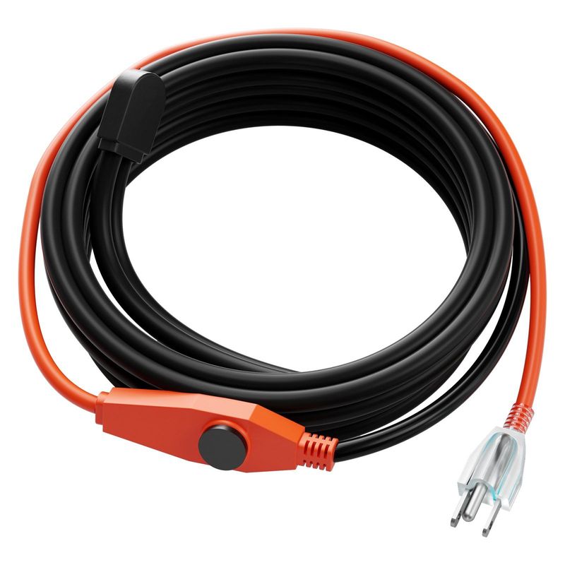 Pipe Heating Cable 18FT 7W/FT Heat Tape For Pipes With Built-in Thermostat_voghion.com
