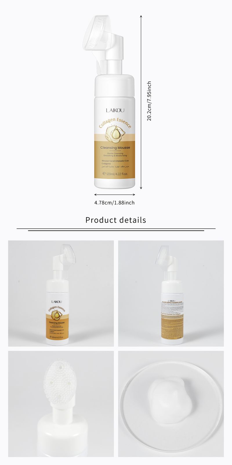 Laike Collagen Cleansing Mousse 120ml Face Cleansing Pores Refreshing Skin Care_voghion.com