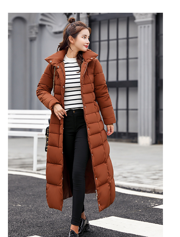 2025 Winter Damen Parkas Jacke Warm Mode Bequem Bogen Gürtel Fuchs Pelz Kragen Kleidung Langes Kleid Büro Casual Damen Dicker Mantel_voghion.com