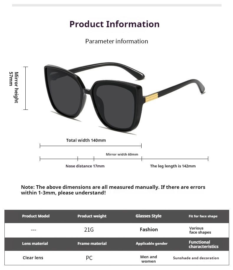 Box Big Face, Trendy Sonnenbrille, Damen Net Red Brille, Sonnenbrille Im Gleichen Stil, Damen_voghion.com