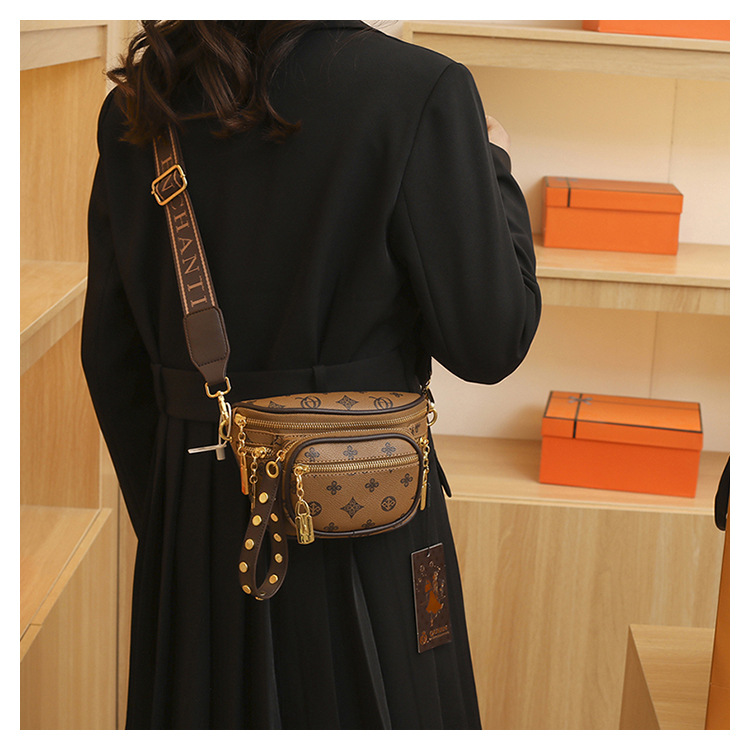 Designer Nisch Retro gedréckte Broschtbeutel fir Dammentasch, Taillebeutel fir Crossbody Fraen Casual Ënneraarmtasch, High-End_voghion.com