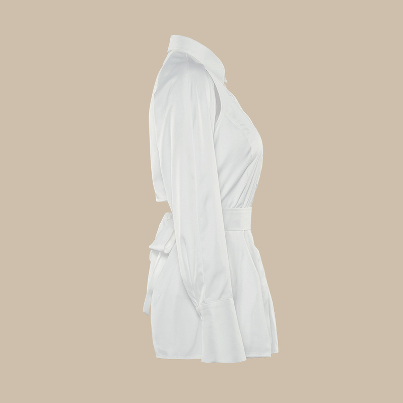 Nieuw herfstoverhemd in Franse stijl met lange mouwen en holle rug zonder bandjes in de taille voor dames_voghion.com