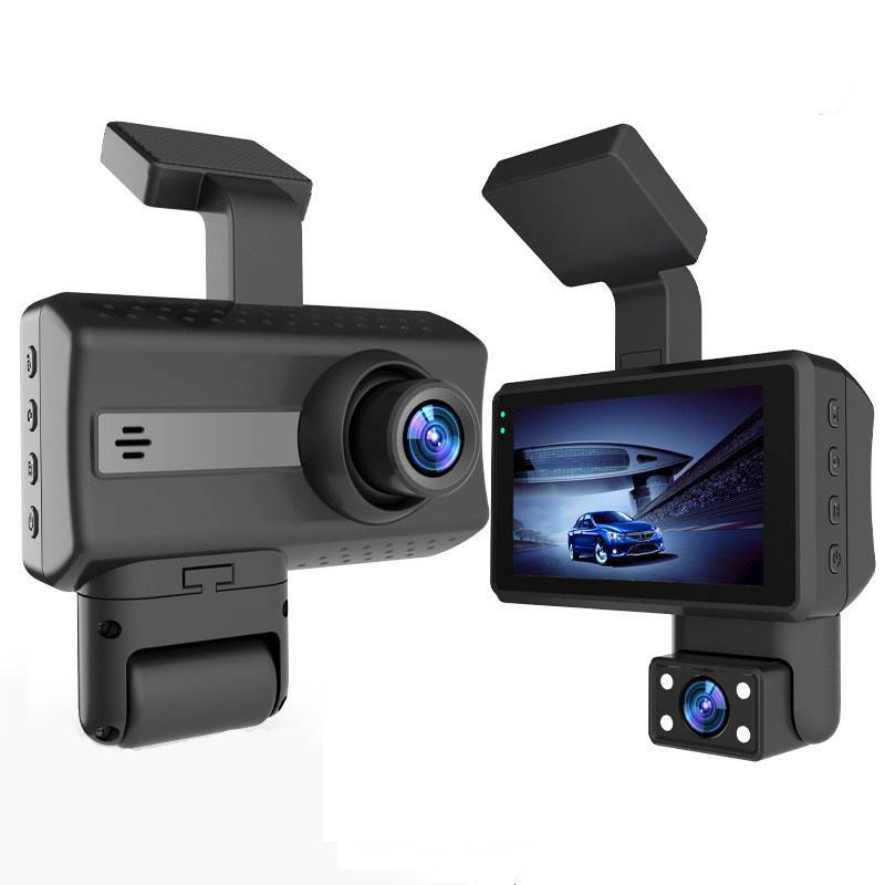 Vairavimo registratorius su didelės raiškos 1080P naktiniu matymu ir 360 laipsnių pasukamu objektyvu, skirtas dvigubam įrašymui automobilio priekyje_voghion.com