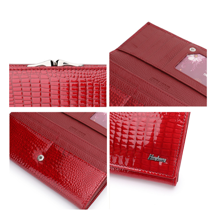 Women's Bags New Hot Sale Women's Leather Wallet Patent Leather Crocodile Pattern High End Clutch Bag Large Capacity Multi Function_voghion.com