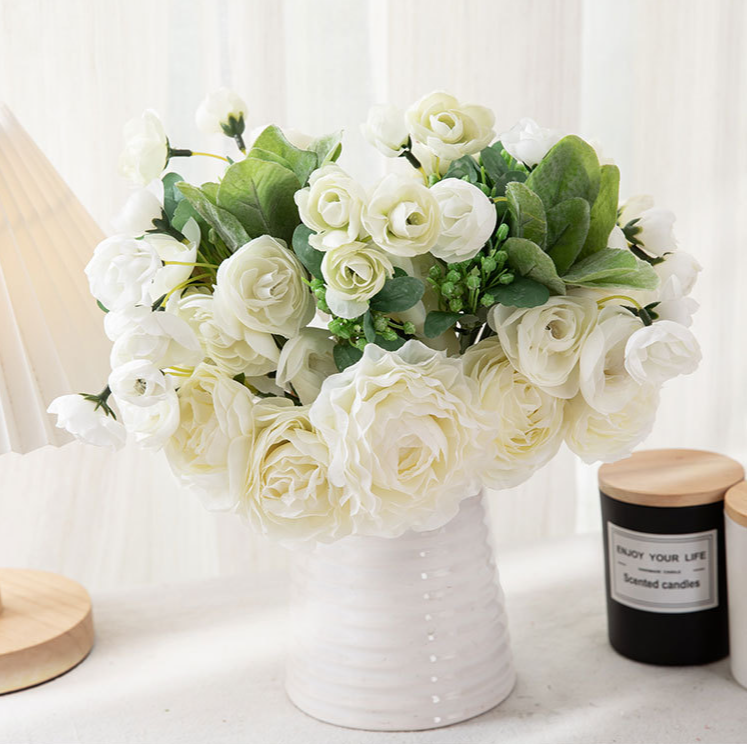 Decorazione della casa Bouquet da sposa Bouquet di fiori di loto Fiori artificiali Guida stradale Fiori artificiali da parete_voghion.com