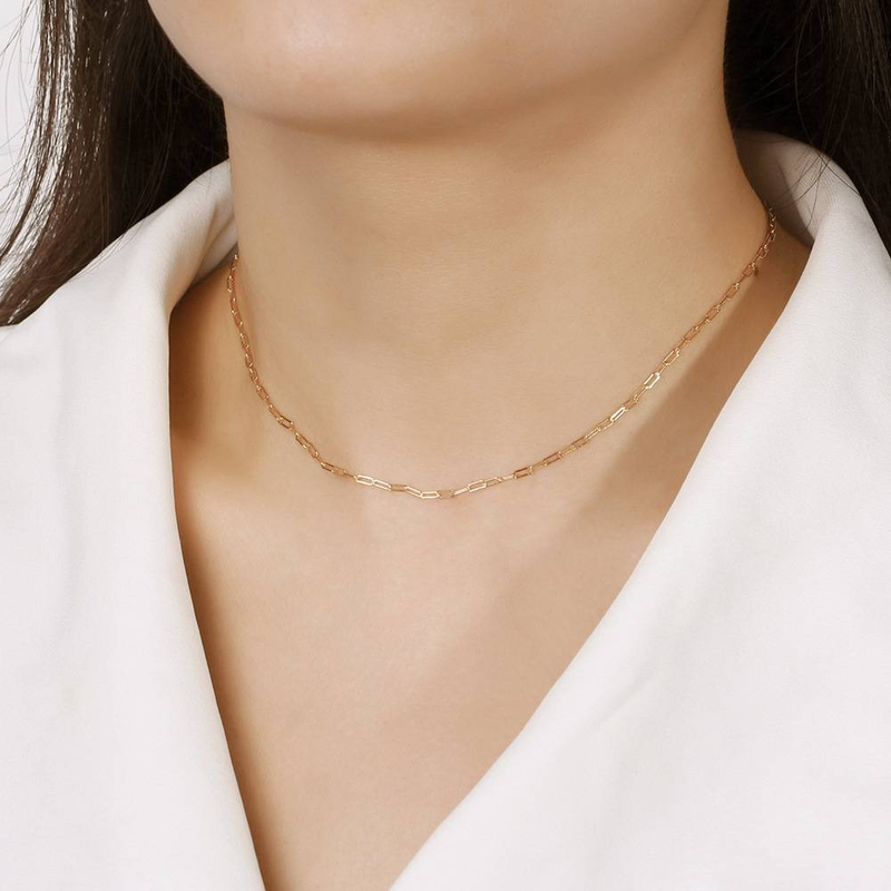 Sieraden voor dames Paperclip Diverse specificaties 925 sterling zilveren ketting 14K goud Heren en dames Eenvoudige ketting Sleutelbeenketting_voghion.com