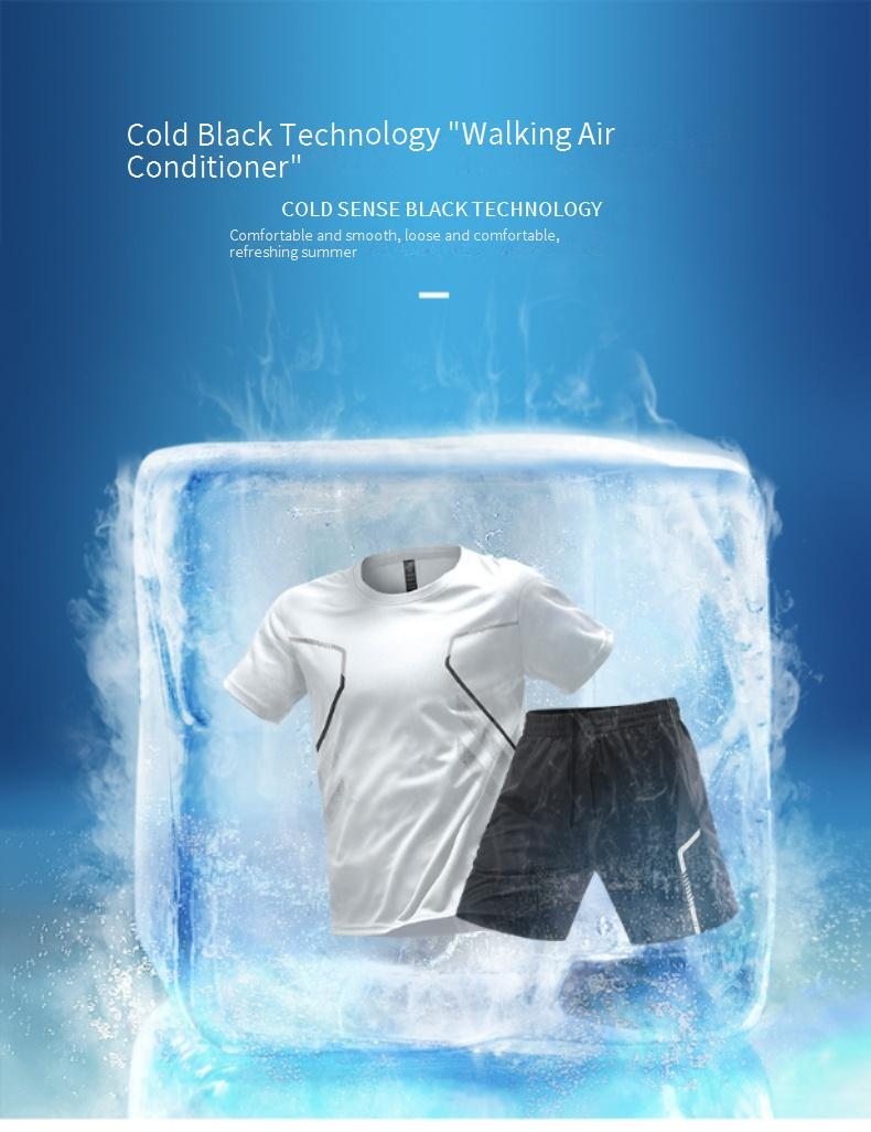 Sportbekleidung Ice Silk Sportswear Anzug Herren Lauf Schnelltrocknende Kleidung T-Shirt Kurzarm Shorts Sommer Fitness Fußball Trainingskleidung_voghion.com