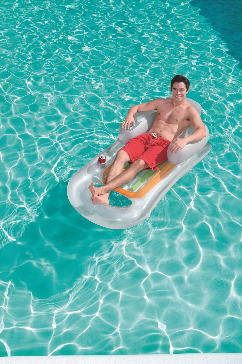 Inflatable Pool Float 161x84cm – Premium PVC Lounge Bed For Adults, Transparent/Blue Color Random – Ultra Durable For Beach, Lake & Pool Parties_voghion.com