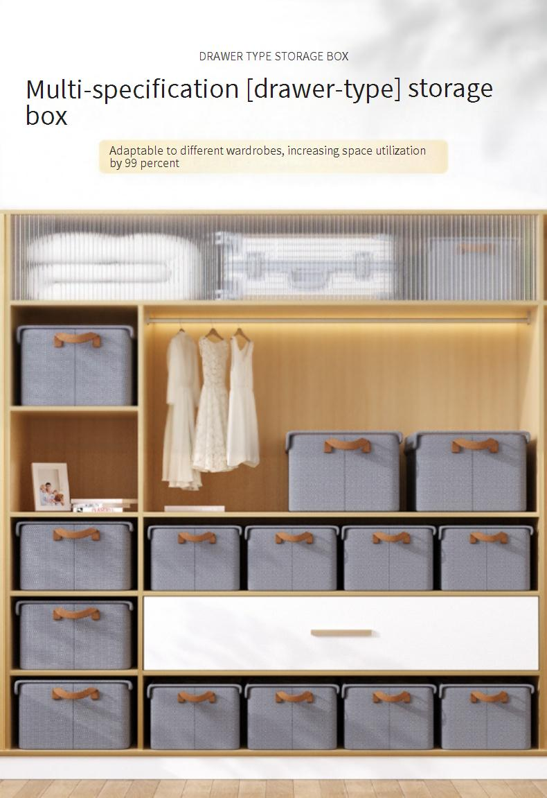 Caixas de armazenamento de tecido dobráveis - organizador à prova de poeira e respirável para roupas, roupas íntimas e itens essenciais para casa (3 tamanhos, empilháveis)_voghion.com
