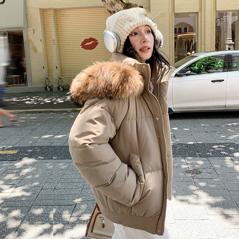 Short Puffer Coat For Women – Winter Warm Jacket With Belt & Double Breasted Buttons (Black/Khaki/Beige) | Cozy & Stylish (M-XXL)_voghion.com