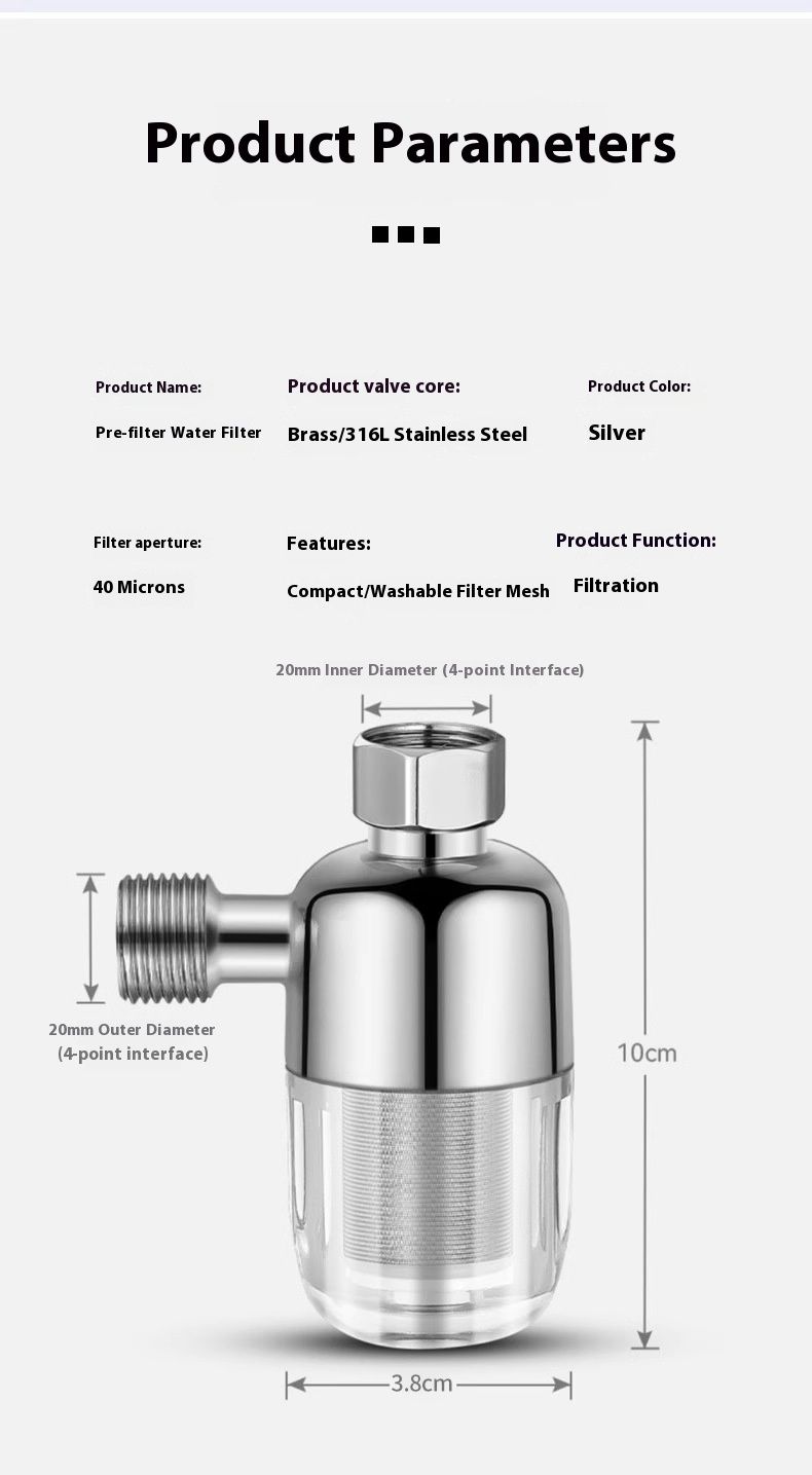 Universal Inline Water Filter – Sediment & Scale Prevention For Heaters, Washing Machines & Faucets (Stainless Steel Mesh, Multi-Size Connectors)_voghion.com