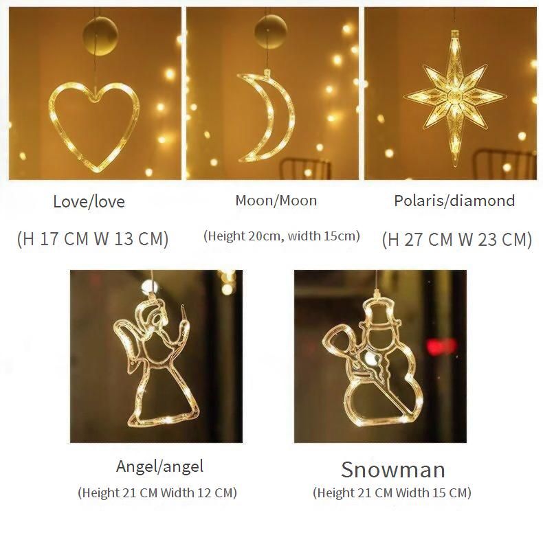 Luces LED navideñas con ventosa: estrella, campana y muñeco de nieve para ventana, dormitorio y cortina. Funcionan a pilas._voghion.com