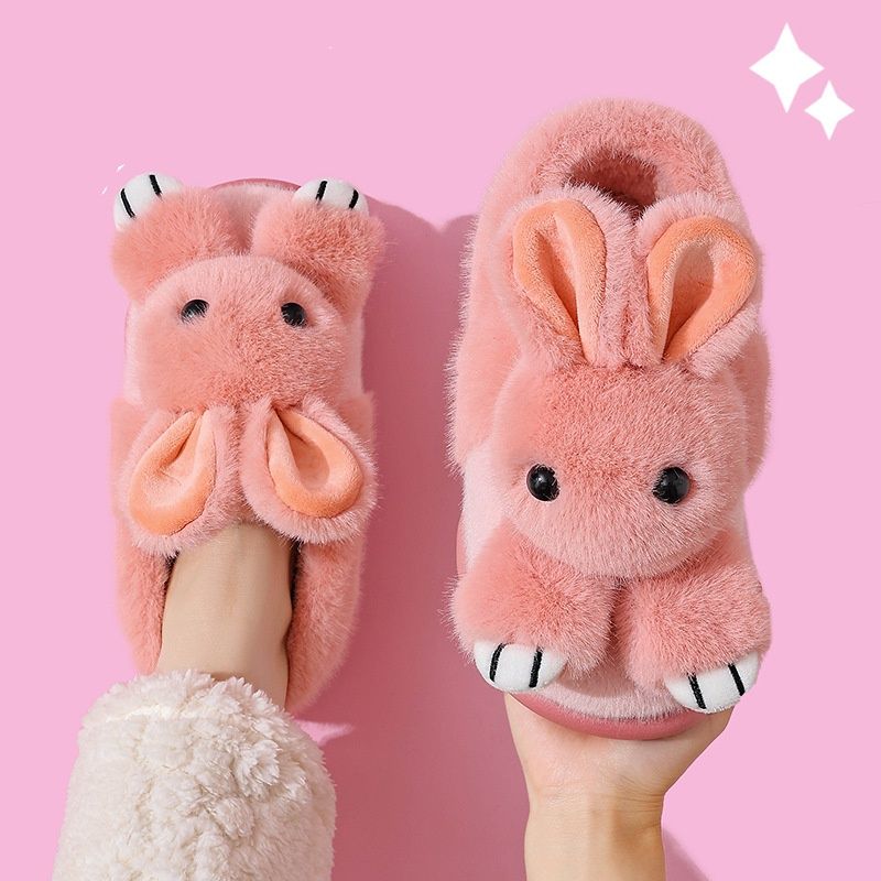 Pantufas aconchegantes para casais – Pantufas de inverno forradas com pelúcia e sola de PVC antiderrapante (Rosa/Rosa Claro/Cinza, Tamanhos 24-41)_voghion.com