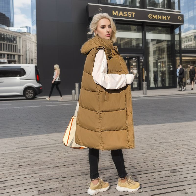 Gilet lungo da donna autunno e inverno nuovo Gilet imbottito caldo da donna Cappotto sottile_voghion.com