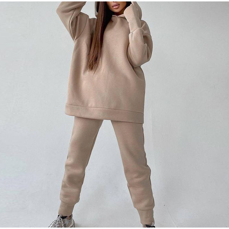 Women's hoodie fall and winter fleece sports two-piece set_voghion.com
