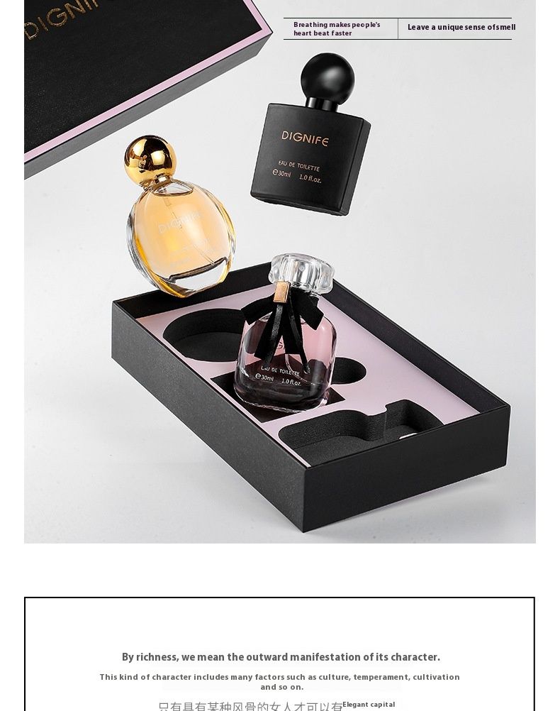 Set cadou parfum pentru femei, vânzare nouă 2024, cutie cadou, parfum cu opiu negru și apă gratuită, set de trei parfumuri_voghion.com
