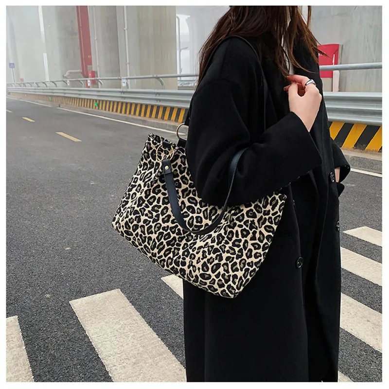 Borse a tracolla oversize con stampe leopardate per donna, borsa da ascella alla moda, grande capacità, borsa retrò, shopping casual_voghion.com